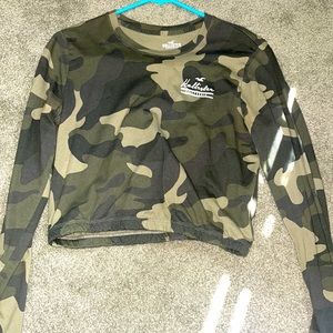 Long sleeve crop top shirt. XS and from Hollister. Camouflage style